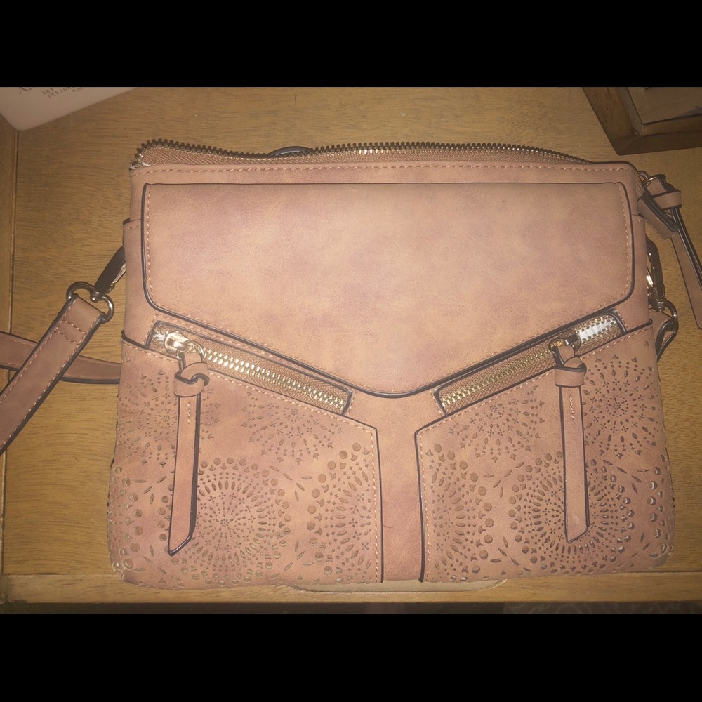 Faux Leather Purse with Beautiful Cut Out Designs